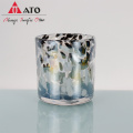 ATO leopard print handmade black glass candel jars