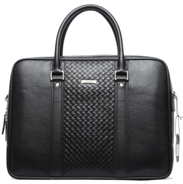 Cowhide Leather Embossing Woven Pattern PC Bag with Large Capacity (114-11501-1)
