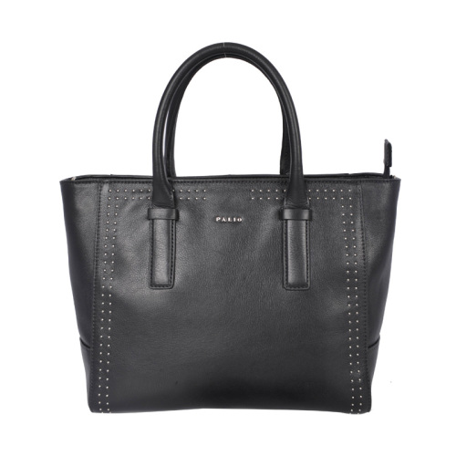 Grand sac fourre-tout ouvert en cuir noir