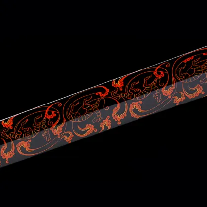 Elegant Red Spray Painted Chu Sword Han Dragon Auspicious Cloud Decoration