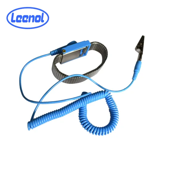 LN-1591405 Adjustable Metal Wrist Strap With Blue PU Rope
