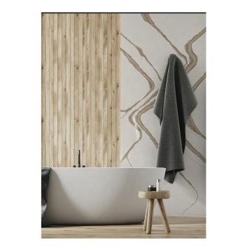 Calacatta putih dengan vena emas kuarsa batu kamar mandi shower dinding panel slab