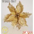 10 &quot;Gold Glitter Metallic Poinsettia Christmas Clipe