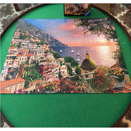 EASTOMMY Tavolo puzzle rotondo solido