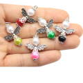 Wholesale Artificial Alloy Wing Charms with Pretty Pearl Beads Craft DIY Jewelry Finding Pendants Necklace Accessories