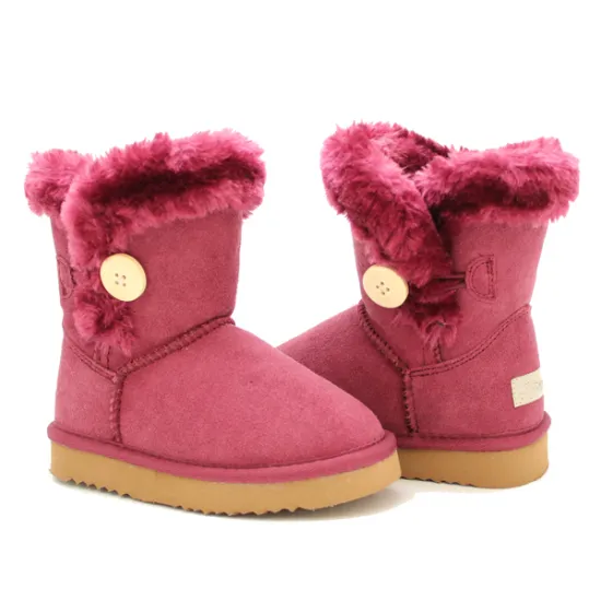 Girls Kids Fuzzy Red Boots Shoes