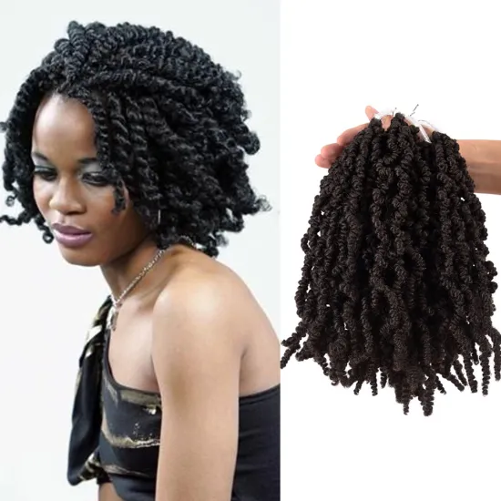 Wholesale 10inch Ombre Pre twisted Spring Braids Fluffy Short Curly Passion Twist Crochet Braiding Synthetic Hair Extensions