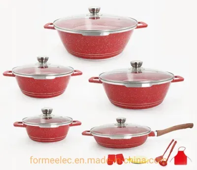 Aluminum Casserole Ceramic Coating Cookware 10 Pieces Set Stewpot Granite Casserole
