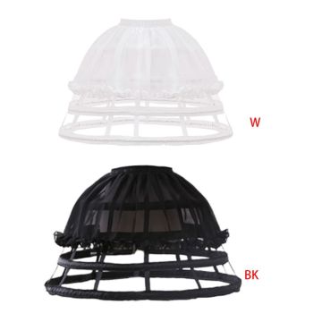 Free shipping Womens Lolita Hollow Out Birdcage Petticoat 4 Hoops Pleated Ruffles Underskirt