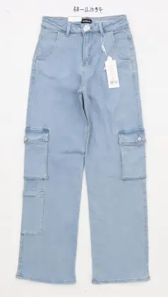 Cargo Jeans Women High-waisted Wide Leg Jeans