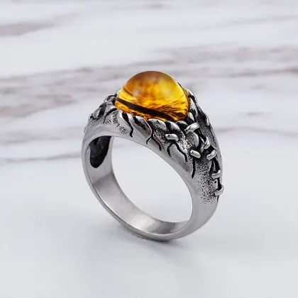 Stainless Steel Mens Dragon Eye Ring Jewelry