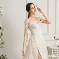 designed luxury off-shoulder lace applique beading mermaid wedding dress