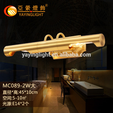 gold mirror front brass wall lamp hotel,bed or bath room European-style minimalist copper wall lamp for washing room
