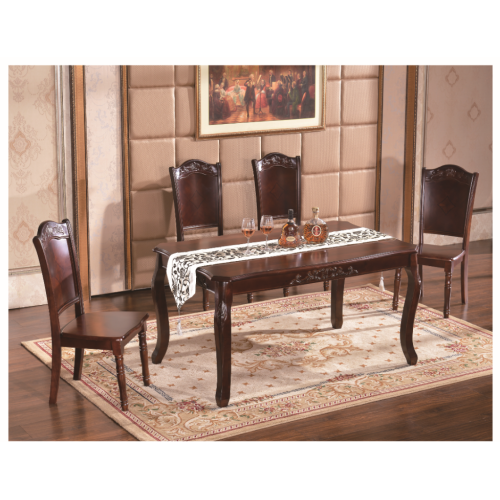 Solid Wood Dining Table European Style Wood Dining Table And Fabric Chair Supplier