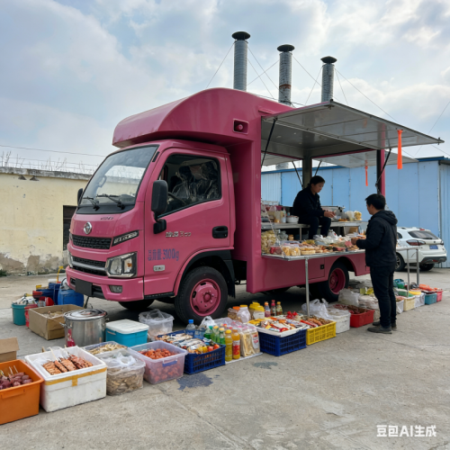 شاحنة طعام يديرها شخص واحد وتقدم طعام الشارع