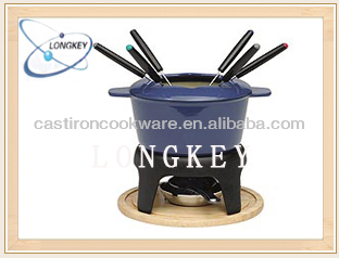 Easy Clean Up Blue Enamel Cast Iron Fondue Sets