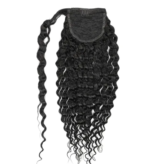 New Trend  100 % Raw Curly Virgin Drawstring Ponytail  Human Hair Extensions