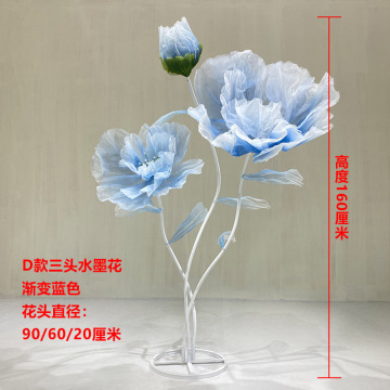 Custom Large Wedding Three Head Artificial Flower Props - Handmade Silk Flowers for Wedding Decoration