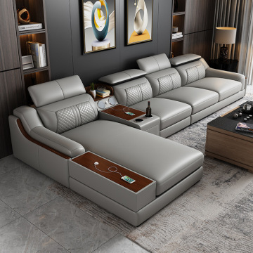 High Quality, Multi-Functional L-Shaped Leather Sofa Set: Modern Design Italian Living Room Furniture