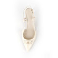 Stylish Alphabet-Embellished Pointed-Toe Backless Low Heels