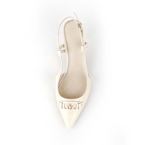 Stylish Alphabet-Embellished Pointed-Toe Backless Low Heels