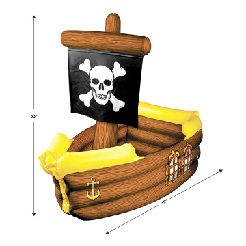 Inflatable pirate ship cooler blow-up drink holder