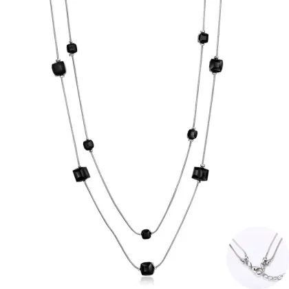 Jenia China Wholesale Double Chain Women Bead Colour Crystal Necklace