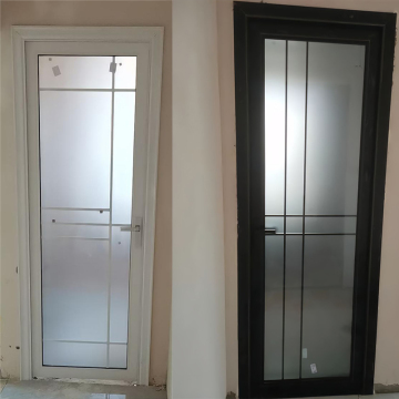Black Aluminum Frame Single Swing Soundproof Bathroom Glass Door