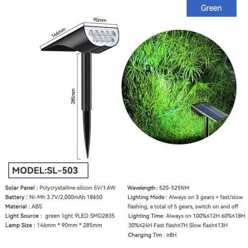 Ground Plug Installation 9LEDs Solar Lawn Lamp