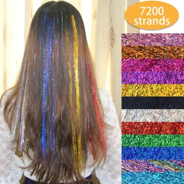 AliLeader 12 Colors Silk Tinsel Hair Bright Extensions Hair Tinsel For Girls And Party