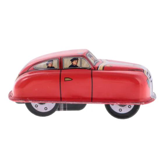 Red Classic Fire Car Tin Toy Collectible Clockwork Wind Up Toys for Kids