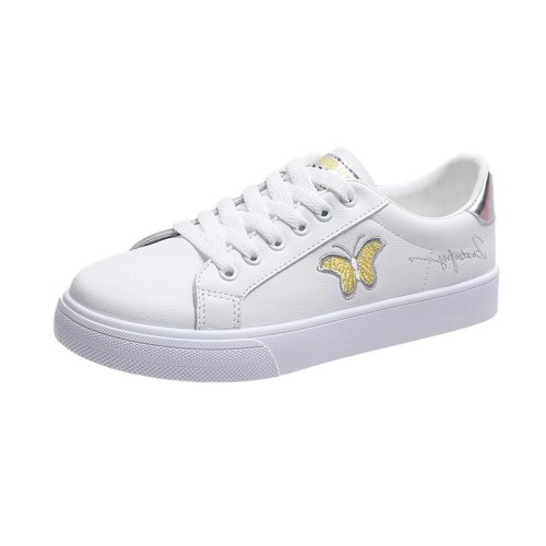 Parche Bordado Zapatos Dorado Mariposa Mujer Moda Blanco