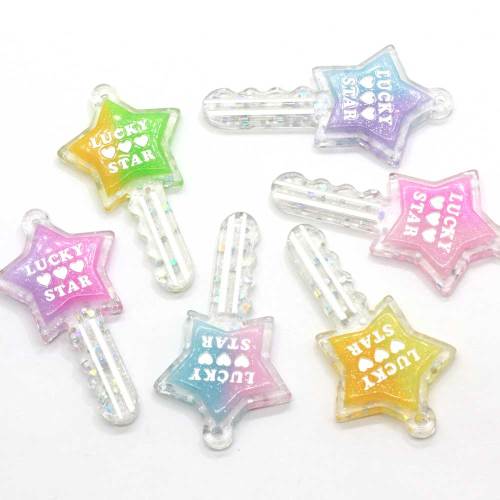 New Fashion Resin Lucky Star Pretty Gir Key Charm For Key Chains Pendant Gifts Wholesale