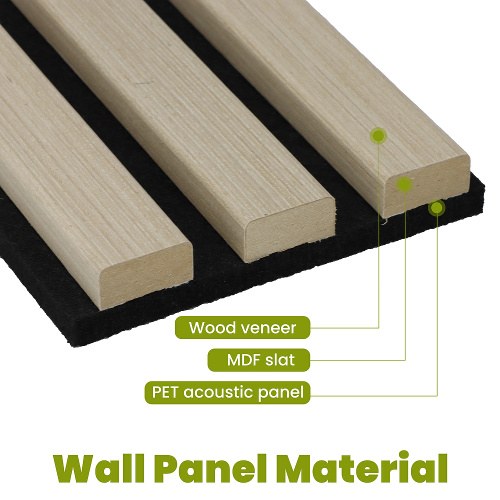 3 Sides Veneer Wood Slat Panel 3-sides Wrapped White oak Acoustic Wall Panel Manufactory