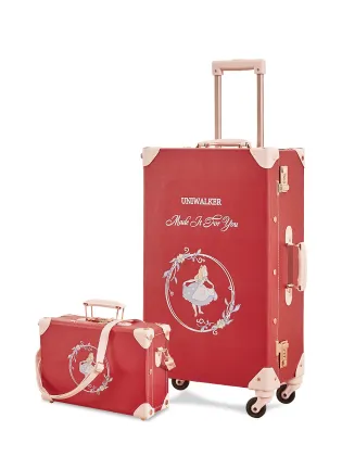 Retro Red Trolley Case for Bride Dowry with Password Lock