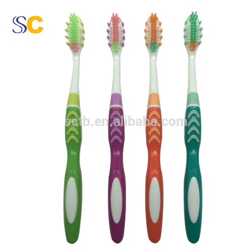 Three color handle massager tongue cleaner adult toothbrush