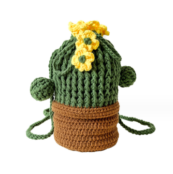 Unique Hand-Crocheted Cactus Shoulder Bags: A Creative Blend of Braid, Plush Flowers, and Everything in Between