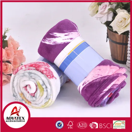 super soft 100%polyester printed coral fleece blanket
