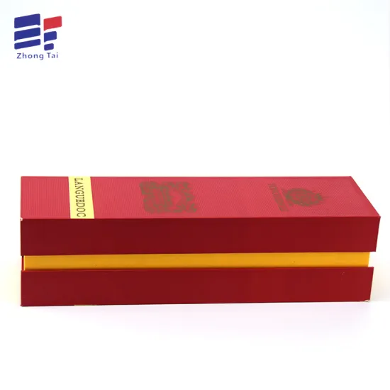 Folding cardboard paper wine packaging box with lint