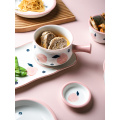 Fresh Peach Ceramic Dinner Plate Set And Dishes Milk Pot Creative Rice Soup Bowl Steak Sushi Plate Household Breakfast Set