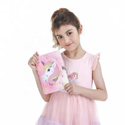 New Cute Fluffy Unicorn Lock Diaries and Princess Notebooks for Children