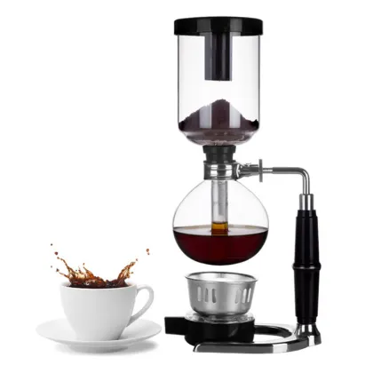 3-Cup Balancing Siphon Coffee Brewer 5-Cup Syphon Coffee Maker - Household Classic Tabletop Glass Coffee Maker