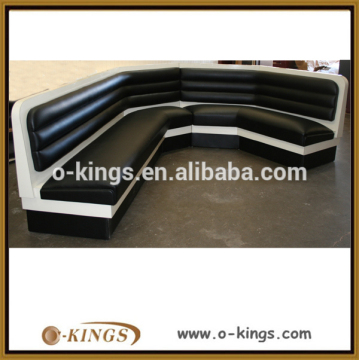 Black and white leather booth seating L shape