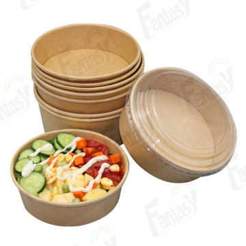 Custom 16oz 32oz disposable kraft salad bowl