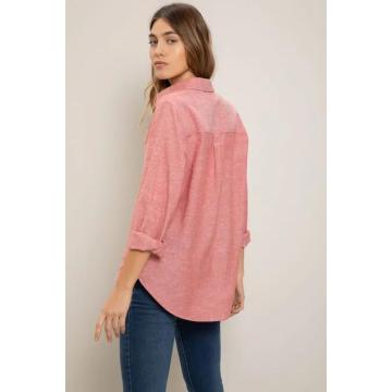 Leisure Tops Ladies Pink Casual Fashion Shirt