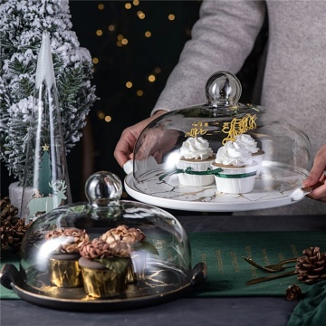 Custom Marble Display Plate with Glass Lid for Wedding Cakes