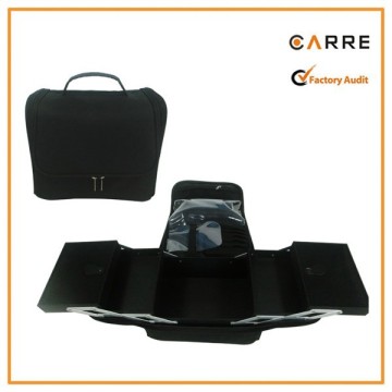 black polyester 600D professional soft make up case with removable trays