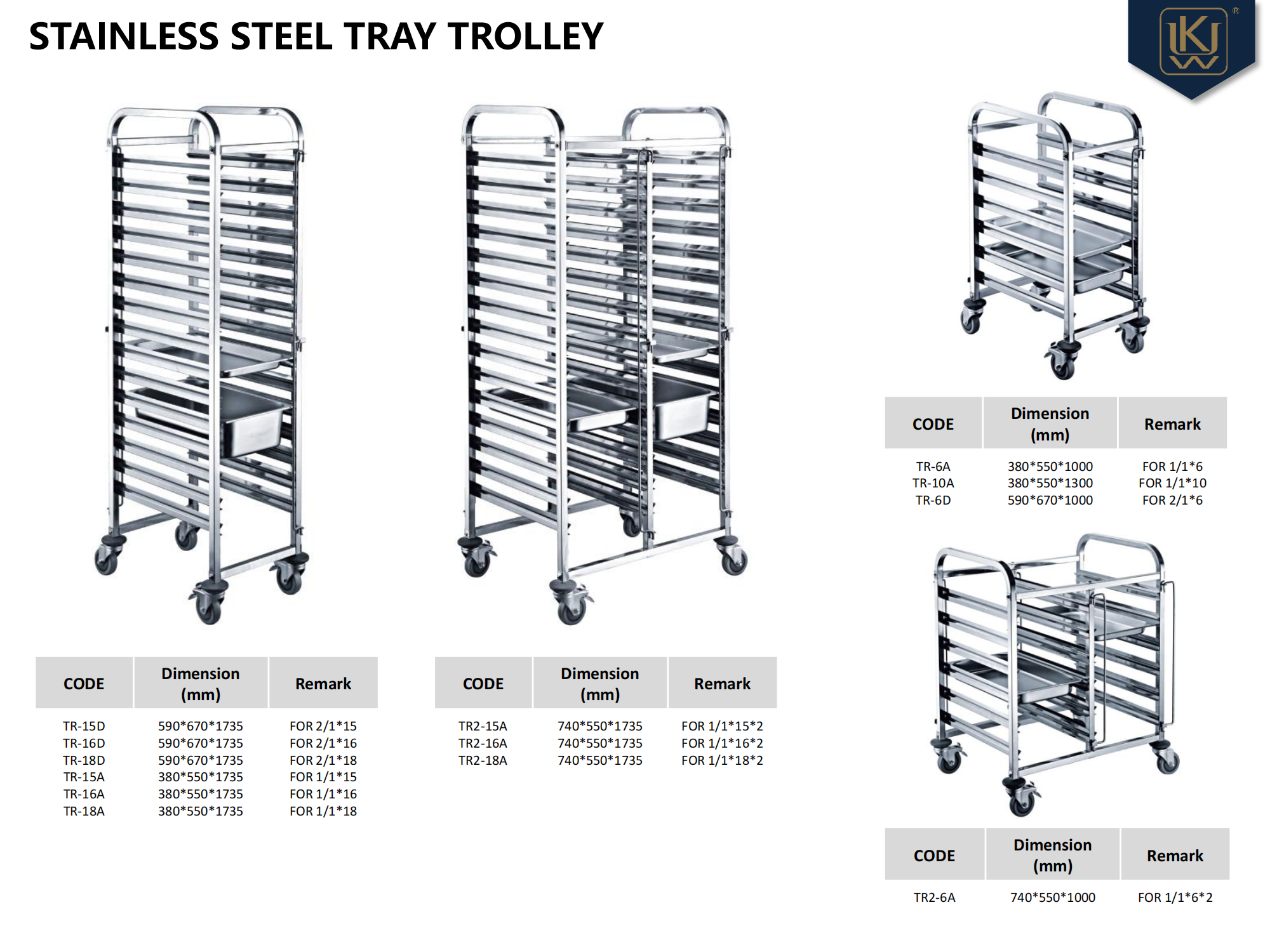 stainless steel tray trolley