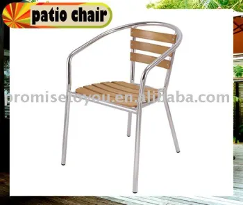 restaurant chair with aluminum frame and wooden slat