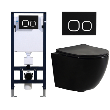 Matt Black Wall Hung Toilet: Rimless P Trap Wall Mounted WC